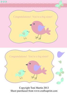 Big Sister Decoupage Card - Cute Little Birds