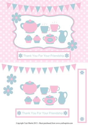 Tea Party Decoupage Card - Thank You for Your Friendship