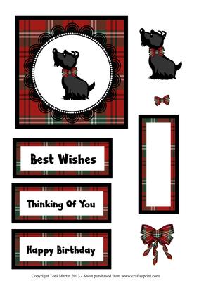 Scottie Dog Tartan Decoupage Topper Card