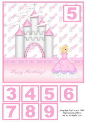 Fairy Tale Castle Princess Topper Card Age 3,4,5,6,7,8,9