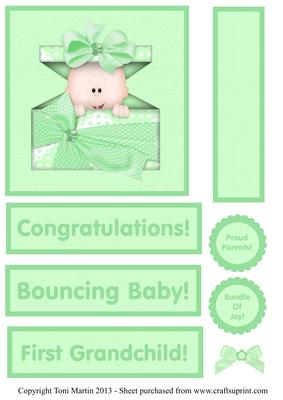 New Baby Topper Card Green Design