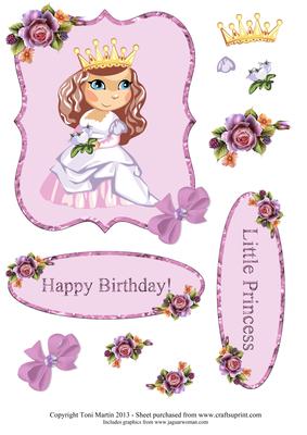 Little Princess Decoupage Card Purple Design