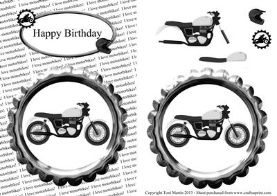 Motorbike Birthday Decoupage Card