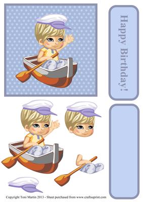 Little Sailor Nautical Boat Boy Decoupage Birthday Card