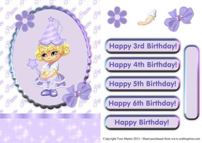 Cute Princess Card Front with Decoupage