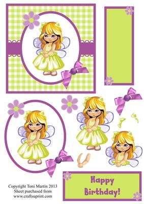 Cute Fairy Girl Decoupage Card