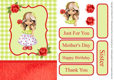 Cute Little Girl with Flower Decoupage Card