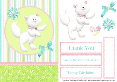 You're the Cat's Whiskers Card Front with Decoupage
