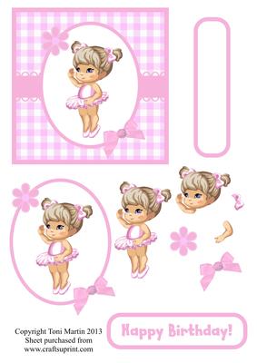 Cute Ballerina Decoupage Card