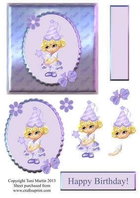 Cute Princess Decoupage Card