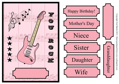 You Rock Pink Guitar Card