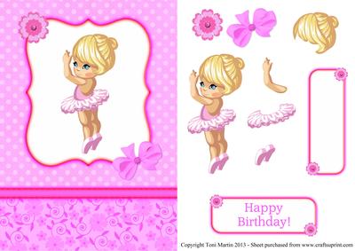 Litte Ballerina Card Front with Decoupage