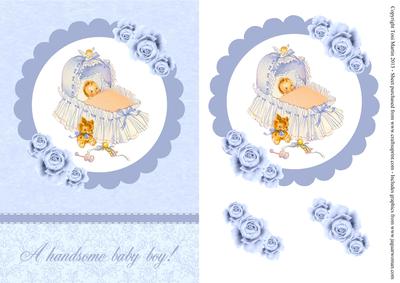 A Handsome Baby Boy Card Front with Decoupage