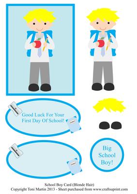 Little School Boy Card (blonde Hair)