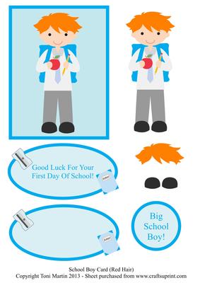 Little School Boy Card (red Hair)