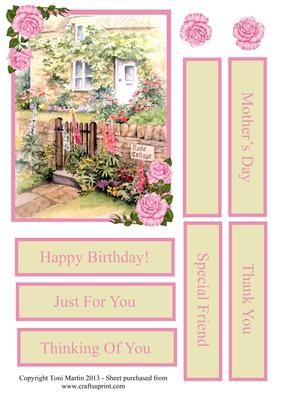 Rose Cottage Topper Card with Decoupage