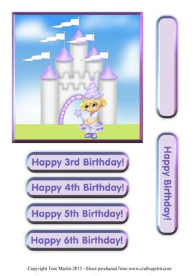 Princess Castle Birthday Card Age 3-6