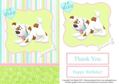 Cute Puppy Dog Card Front with Decoupage
