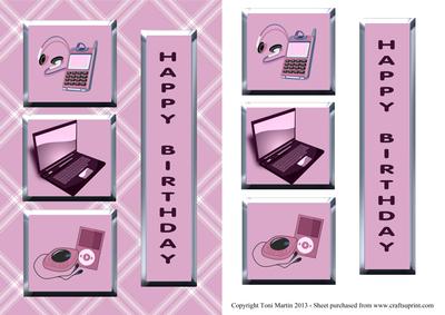Gadget / Laptop Card Front & Decoupage (female)