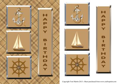 Nautical Card Front with Decoupage