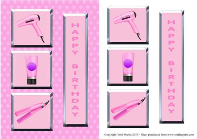 Girly Girl Hairdryer Card Front with Decoupage