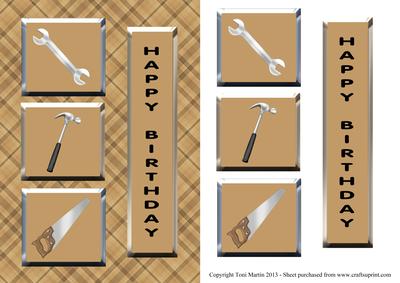 Handyman DIY Tools Decoupage Card (brown)