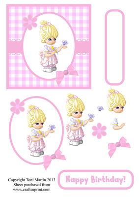 Cute Butterfly Girl Decoupage Card