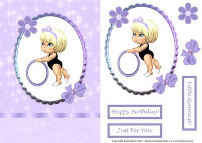 Little Gymnast Card Front with Decoupage