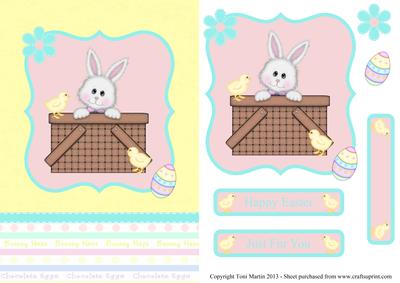Easter Bunny Card Front with Decoupage