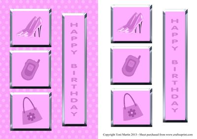 Mobile Phone, Shoes & Handbag Decoupage Card