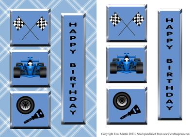 Racing Car Decoupage Card