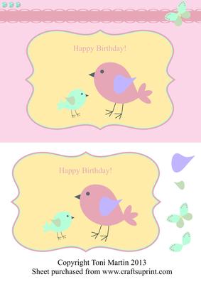 Cute Little Birds Birthday Decoupage Card