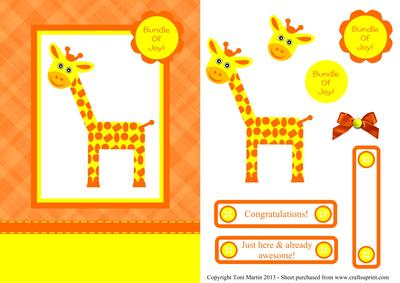 New Baby Giraffe Card Front with Decoupage