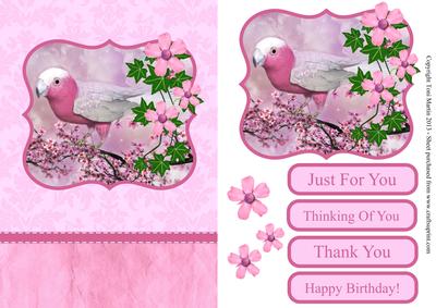 Bird on Tree Pink Decoupage Card