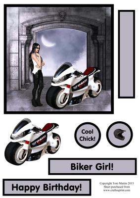 Biker Chick Decoupage Card