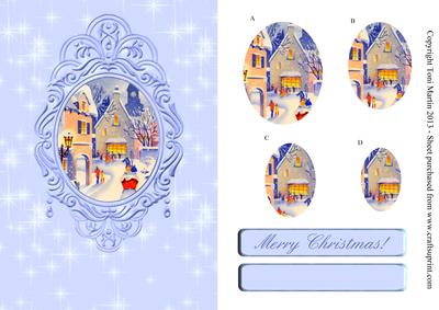 Vintage Winter Scene Swag Frame Christmas Pyramage Card