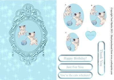 Little Kittens Swag Frame Pyramage Card