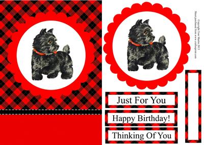 Cute Scottie Dog Card Front with Decoupage