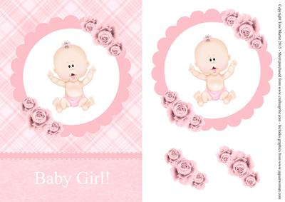 Cute Baby Girl Card Front with Decoupage