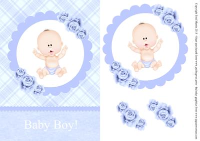 Cute Baby Boy Card Front with Decoupage