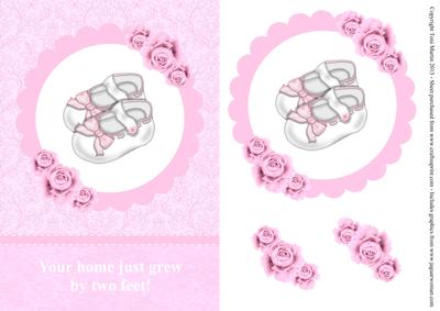 Your Home Just Grew by Two Feet Baby Girl Decoupage Card