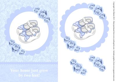 Your Home Just Grew by Two Feet Baby Boy Decoupage Card