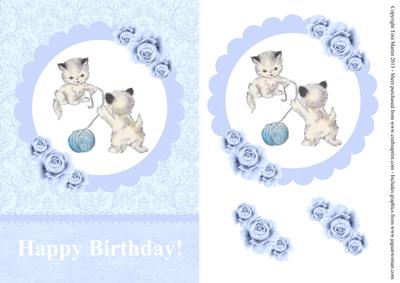 Little Kittens Birthday Decoupage Card