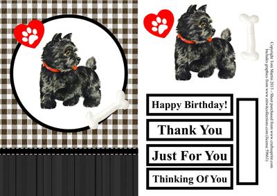Scottie Dog Gingham Card Front with Decoupage