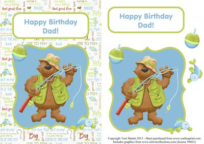 Happy Birthday Dad Fishing Theme Decoupage Card