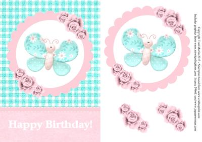 Butterfly Birthday Card Front with Decoupage