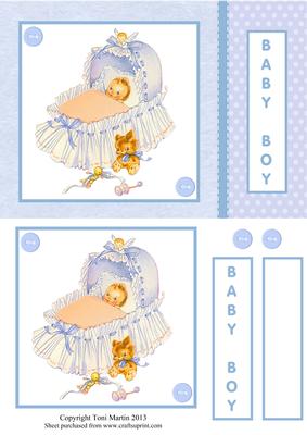 New Baby Boy Card Front with Decoupage