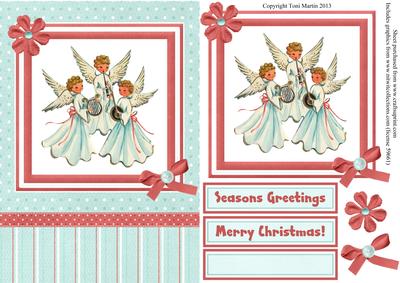 Christmas Angels Card Front with Decoupage