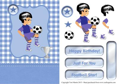 Football Boy Card Front with Decoupage