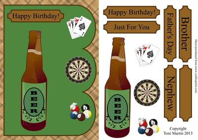 Down the Pub Triple Scallop Card Front with Decoupage
